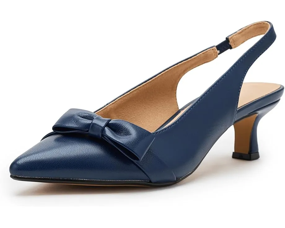 Туфли Paloma на низком каблуке kitten heel с мысом и ремешком через пятку