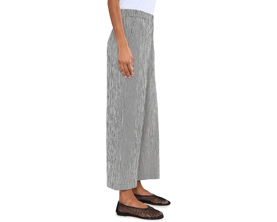 Organic Cotton Pucker Check Ankle Wide Pants