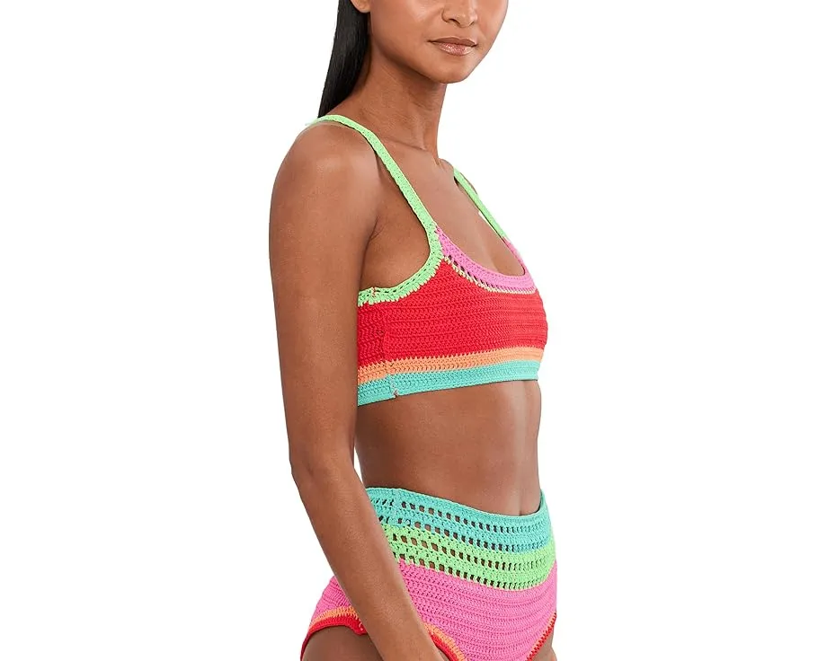 Кроп-топ Milana с цветными блоками и воротником лодочкой из смесового нейлона