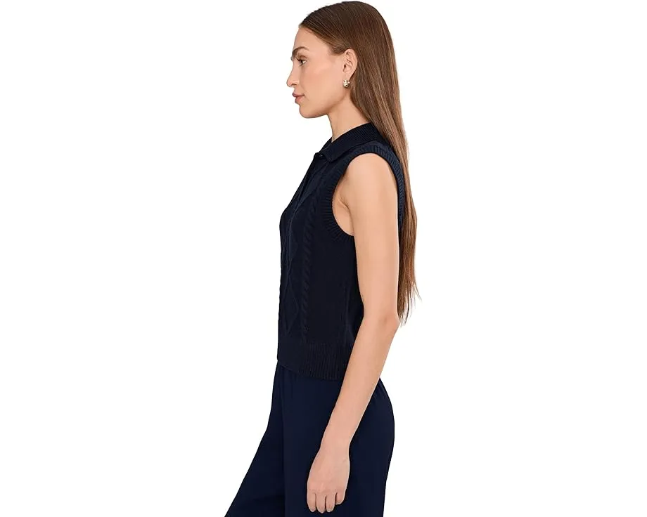 Vince Жилет поло с ажурным узором из шерсти и хлопка