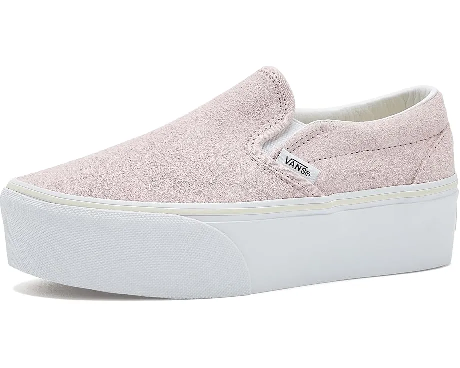Vans Classic Slip-On Stackform для детей кеды на платформе с замшей и боковыми вставками