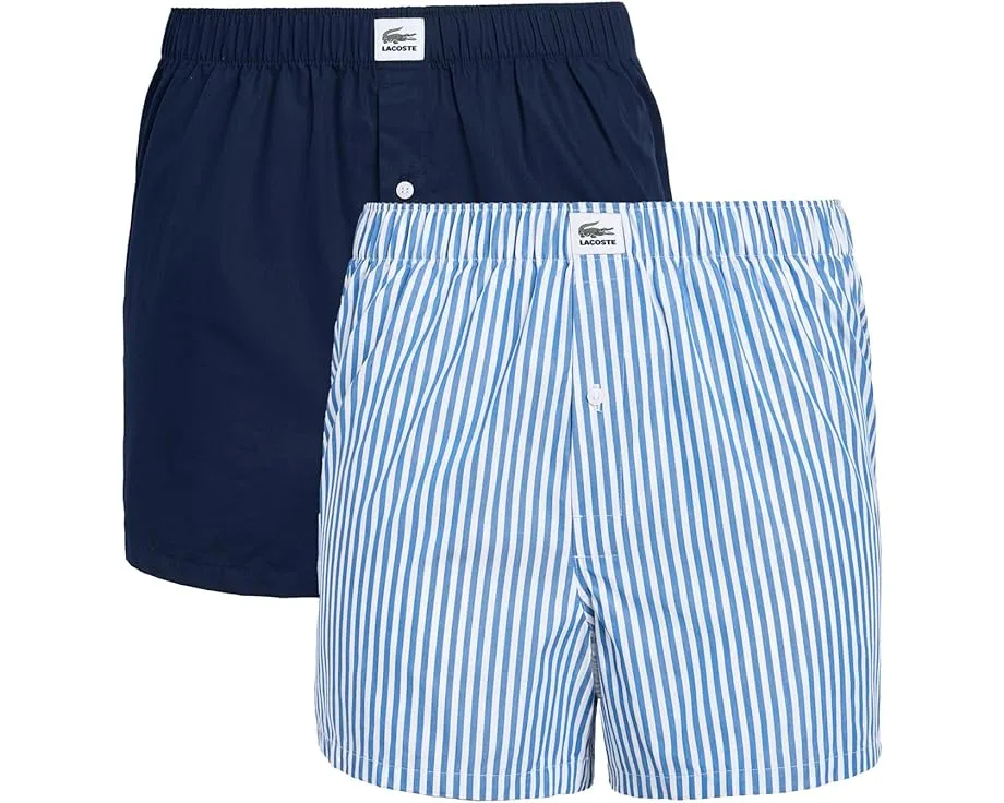 2 пары трусов-боксеров Lacoste из хлопкового поплина на пуговицах