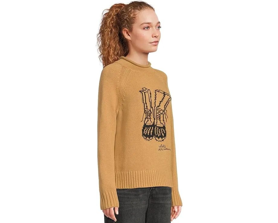 Свитер L.L.Bean Signature Original Cotton с высоким воротником и классическим дизайном