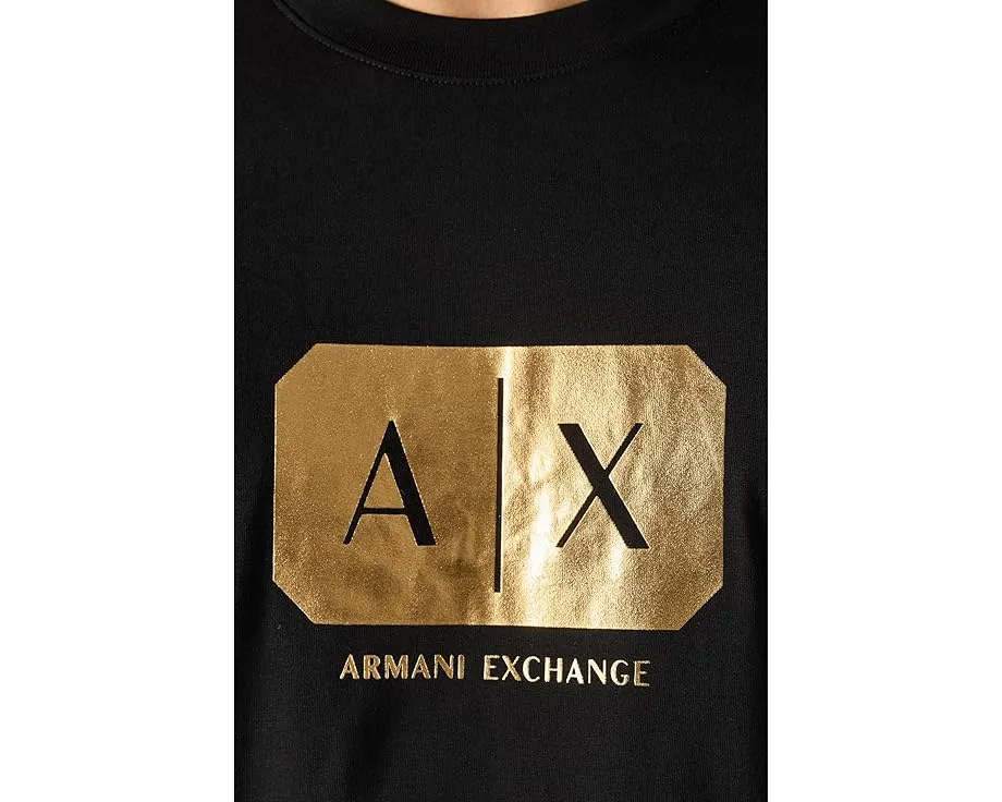Футболка Armani Exchange черная с золотым логотипом из мягкого хлопка