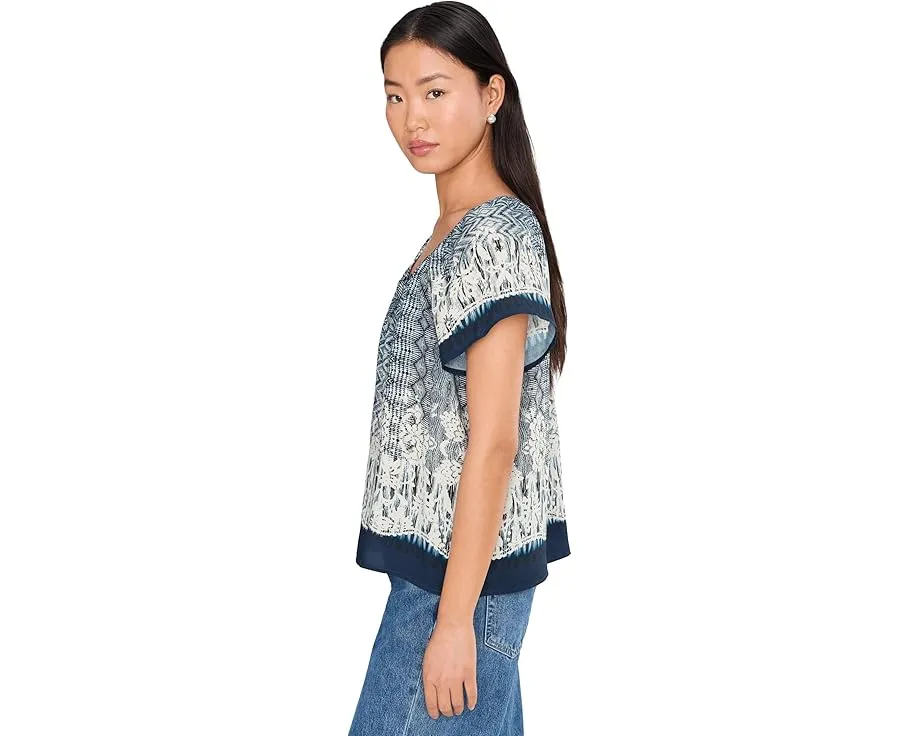 Топ Liverpool Los Angeles с коротким рукавом и завязкой спереди в этническом принте