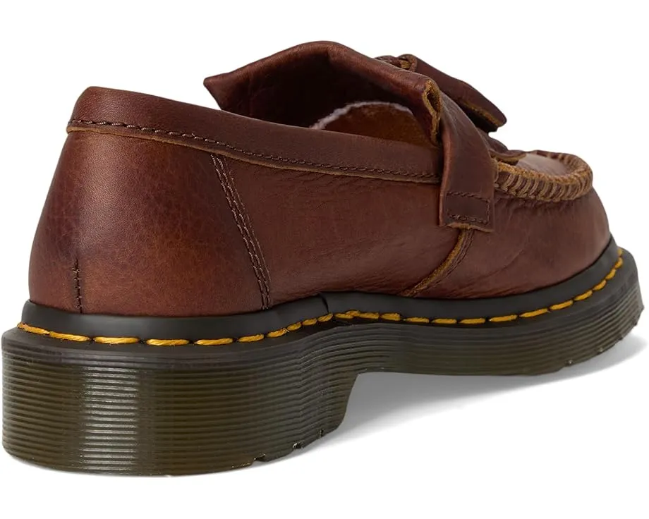 Кожаные лоферы Dr. Martens Adrian с желтой строчкой и декоративными кисточками