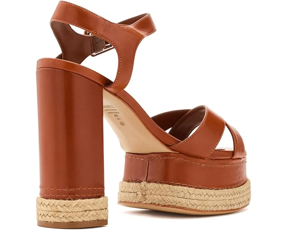 Босоножки Hilda Rope High Schutz на высокой платформе из металлизированной кожи и рафии