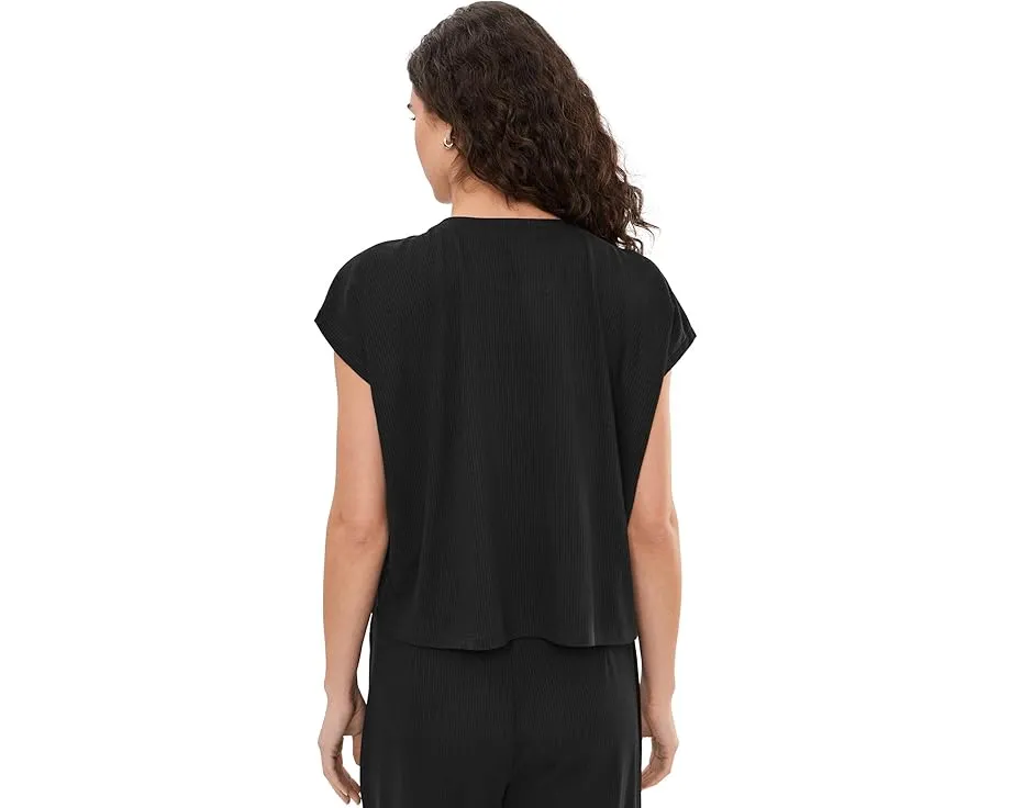 Eileen Fisher укороченный топ с ребристым воротником и короткими рукавами