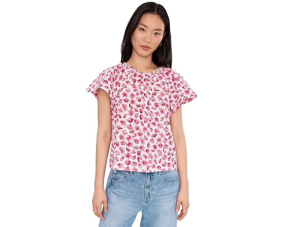 Топ CeCe с коротким рукавом реглан и замочной скважиной спереди из хлопка