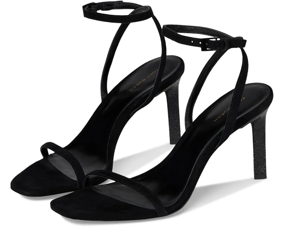 Босоножки Tory Burch на каблуке 90 мм с паве-деталью