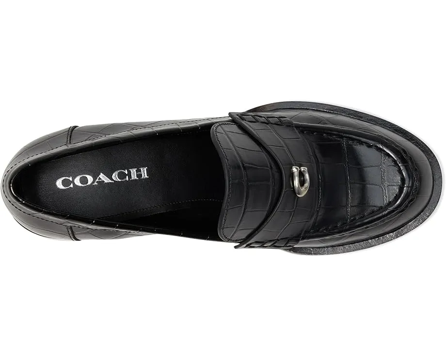 Лоферы COACH Natalie из тисненой кожи крокодила, черные