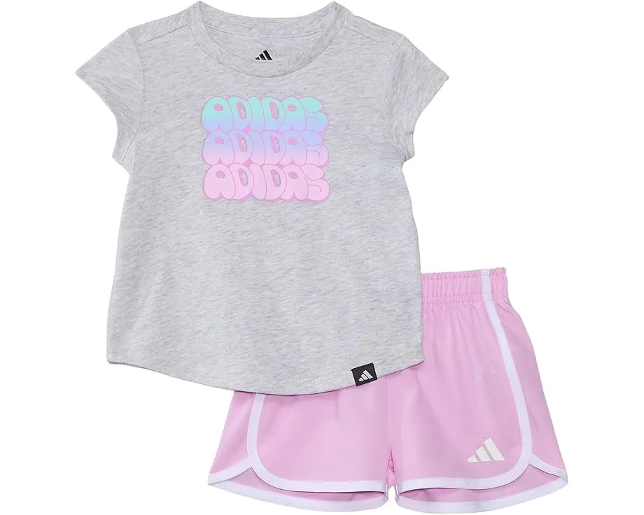 Комплект adidas Kids из футболки с коротким рукавом и шорт в рубчик для малышей