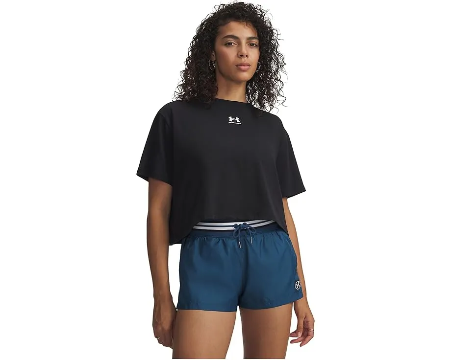 Футболка Under Armour Rival Boxy Tee Solid с укороченным кроем и принтом