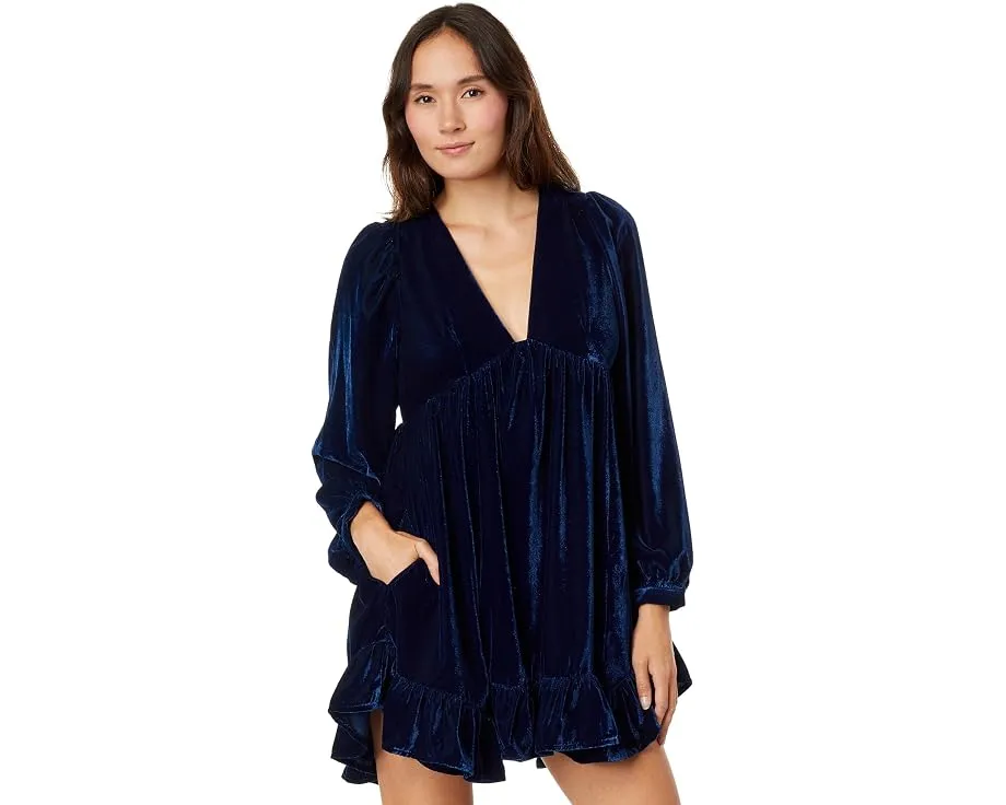 Мини платье из вельвета Free People Estella с V-образным вырезом