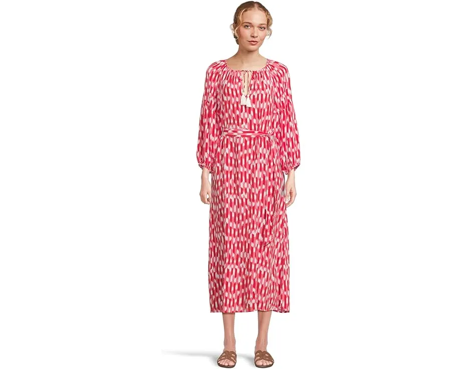 Платье миди Tommy Bahama Ikat Stripe с длинными рукавами и поясом