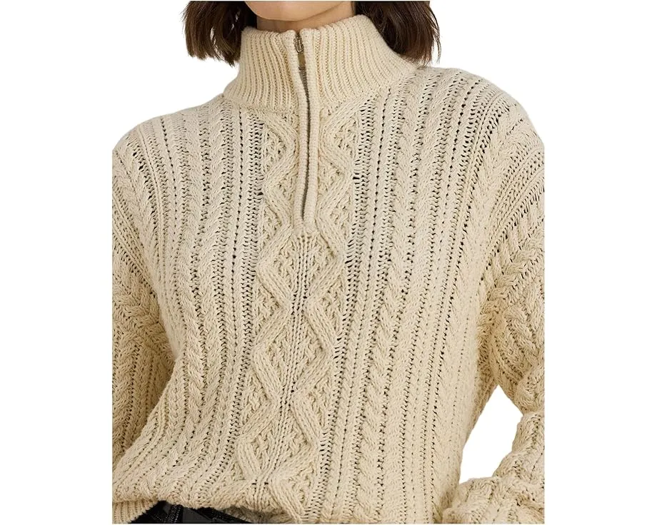 Lauren Ralph Lauren полувер с высоким воротником и молнией на четверть из аранской вязки