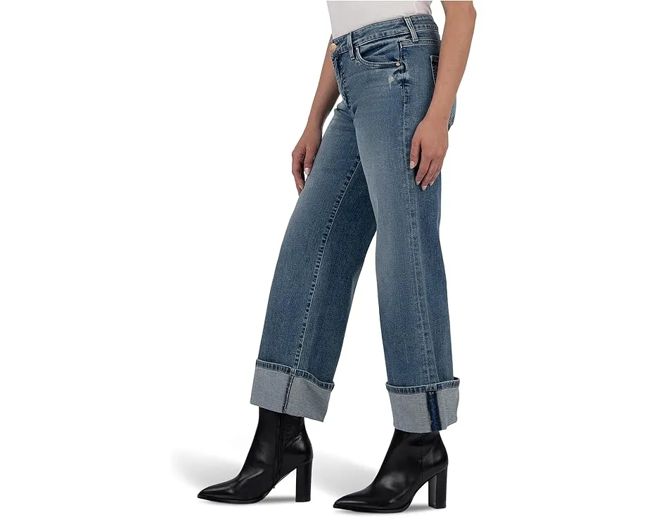 Широкие джинсы KUT from the Kloth Meg с высокой посадкой и подвернутым низом