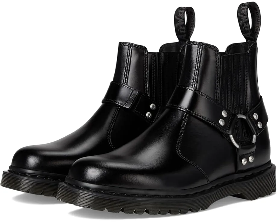 Chelsea ботинки Dr. Martens 2976 Harness из черной анилиновой кожи с декоративными шпильками