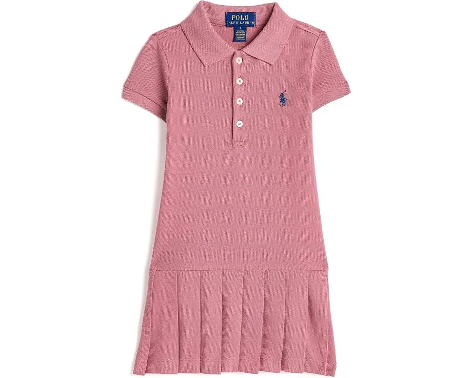 Платье-поло с плиссированной сеткой и стрейчем Polo Ralph Lauren для детей