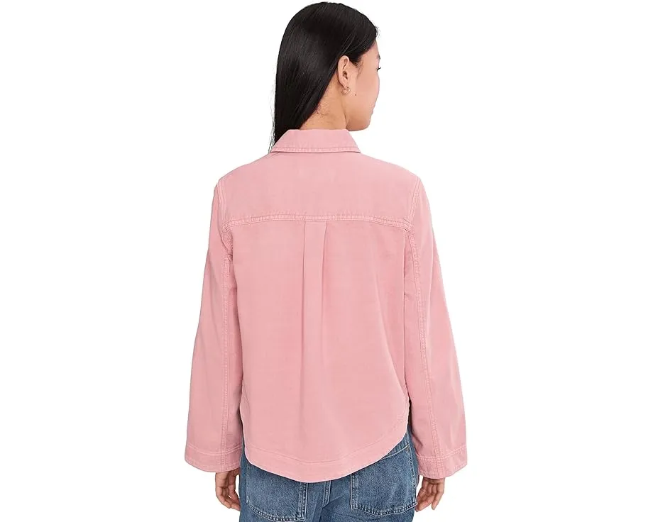 Джинсовая куртка-рубашка Liverpool Los Angeles с высоким низом и накладными карманами