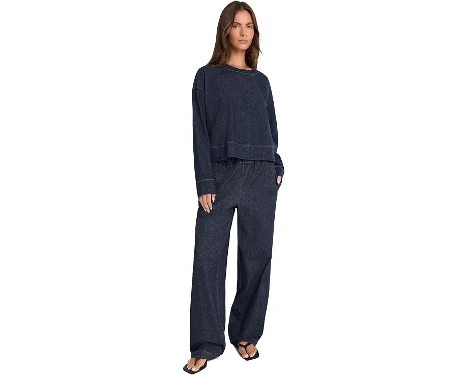 Органические хлопковые прямые брюки Indigo Knit от Eileen Fisher