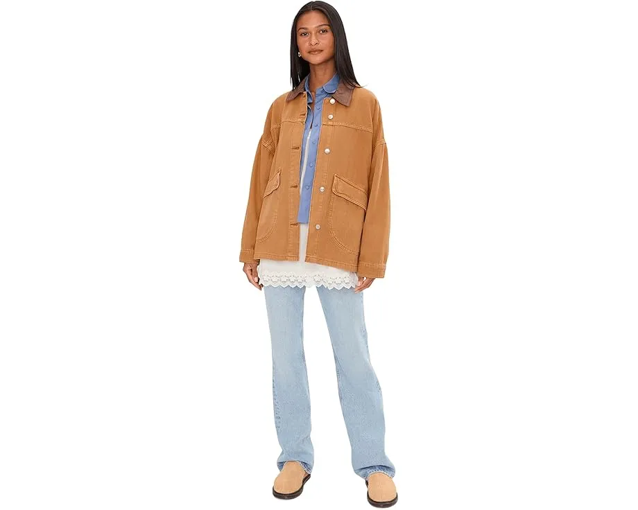 Джинсовая куртка We The Free Lemon от Free People oversize с контрастным воротником