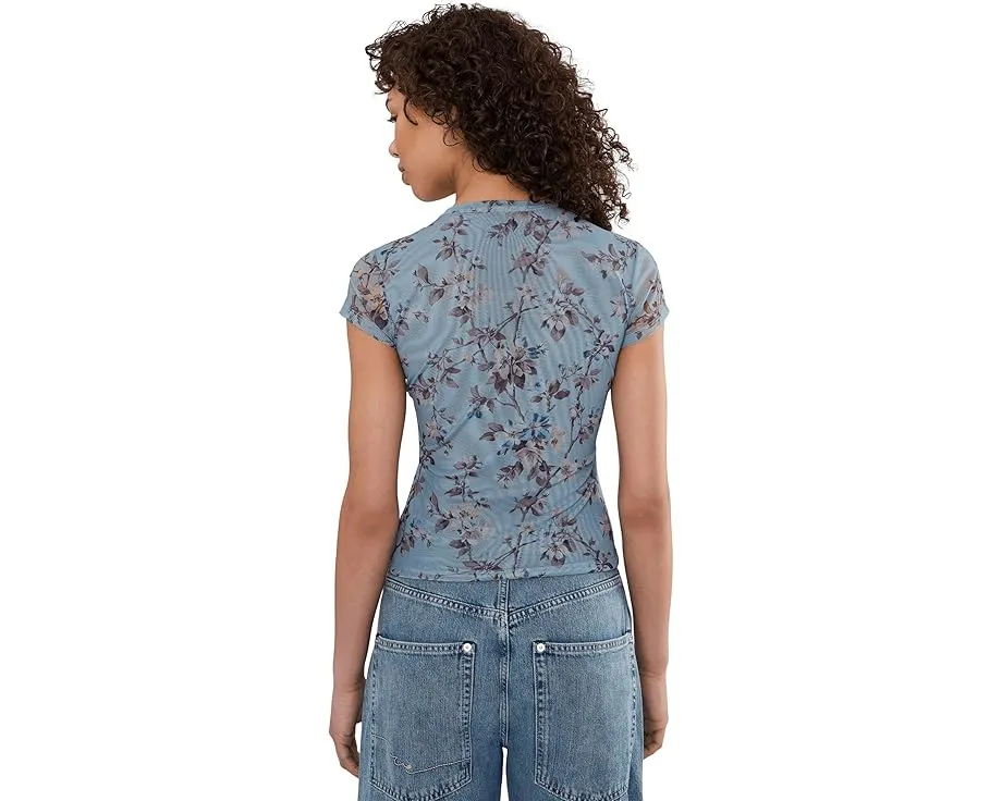 Футболка AllSaints Ellie Mesh с принтом и коротким рукавом из переработанного полиэстера