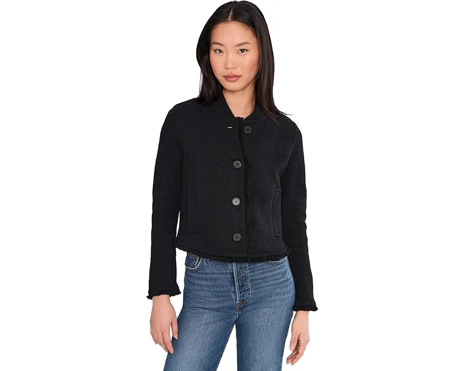 Куртка-бомбер NIC+ZOE Petite из смесового трикотажа с отделкой бахромой