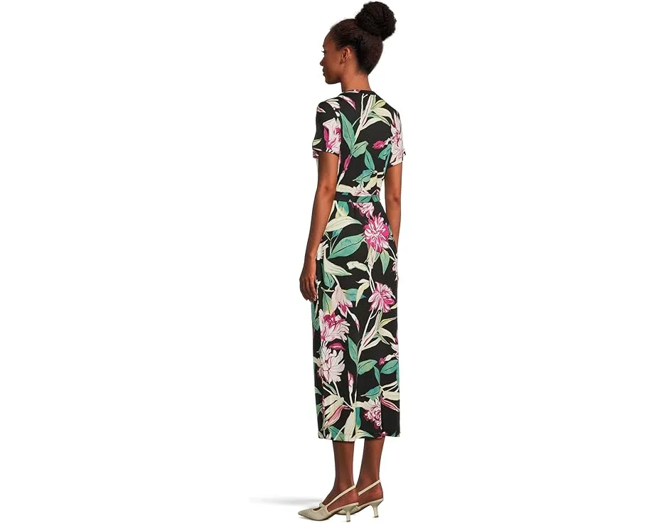 Платье миди Tommy Bahama Twilight Bloom с коротким рукавом и поясом на запах