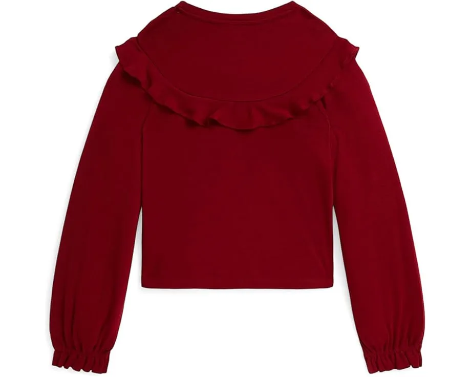 Топ Polo Ralph Lauren Kids с рюшами из хлопка и модала для детей старшего возраста