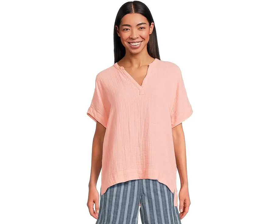 Хлопковая блузка L.L.Bean Cloud Gauze с коротким рукавом