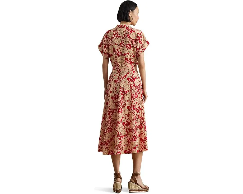 Платье Lauren Ralph Lauren с цветочным принтом и поясом из крепа