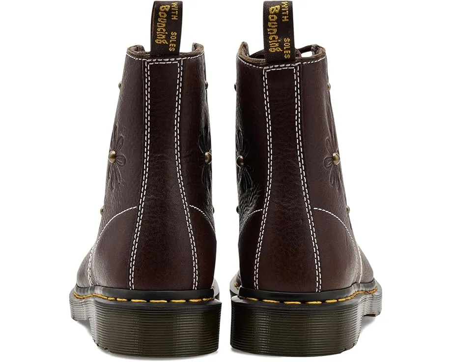 Ботинки Dr. Martens 1460 Pascal Flower с цветочным принтом и желтой строчкой