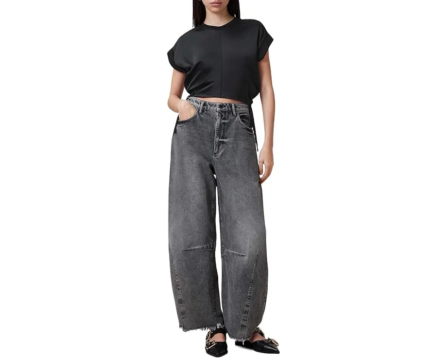 Футболка AllSaints Mira Satin укороченная с кулиской из органического хлопка