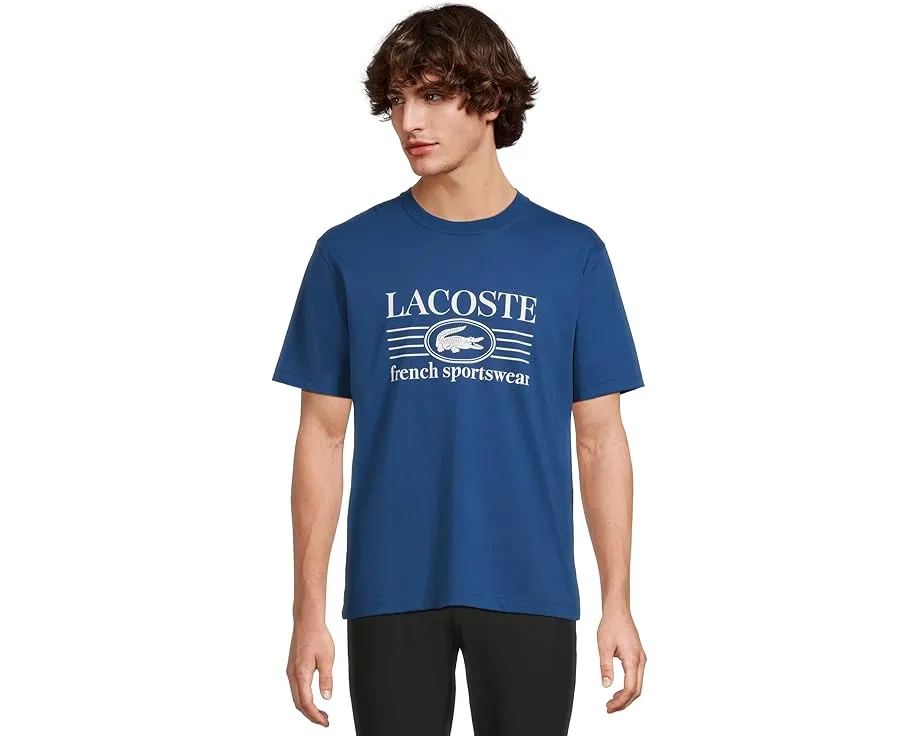Футболка Lacoste Classic Fit Cotton Print с принтом и вышитым крокодилом
