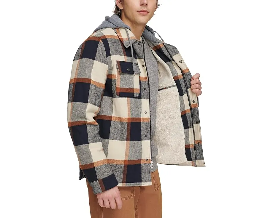 Куртка Levi's из хлопка с капюшоном и подкладкой из шерпи
