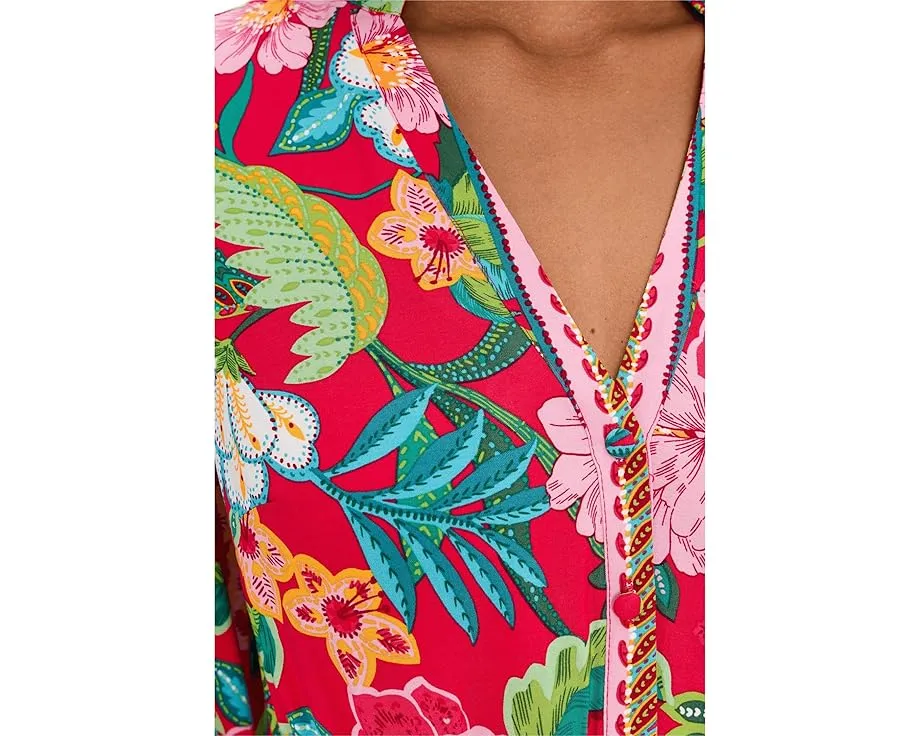 Короткое платье Short Printed Rayon с поясом на завязках от Adrianna Papell