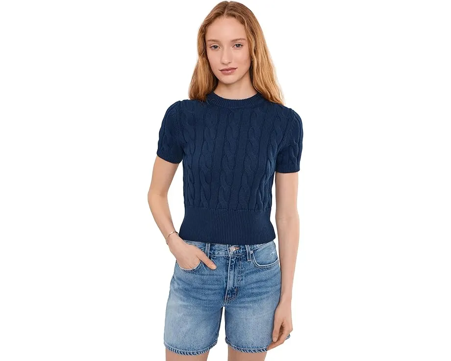 Свитер 525 america Sky Cable Crew Neck Pullover с рельефным узором и короткими рукавами