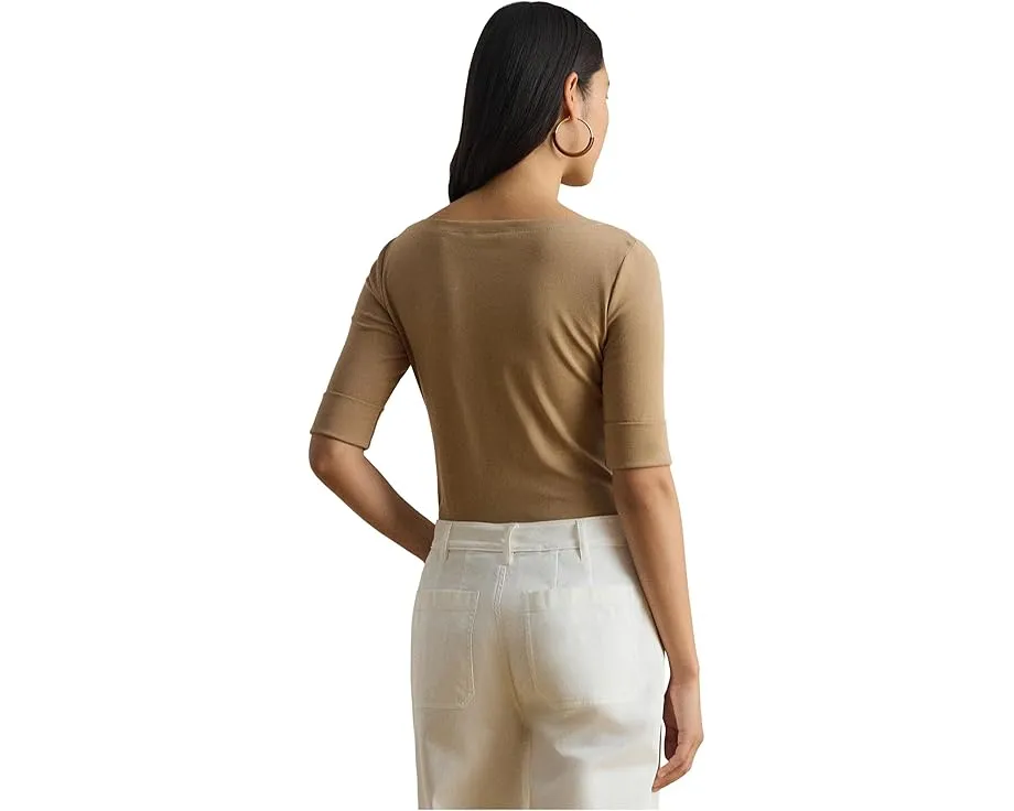 Футболка Lauren Ralph Lauren Petite с лодочкой из стрейч-хлопка