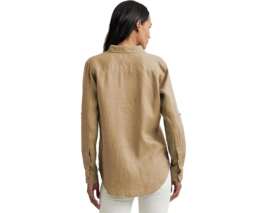 Льняная рубашка Lauren Ralph Lauren цвета Birch Tan