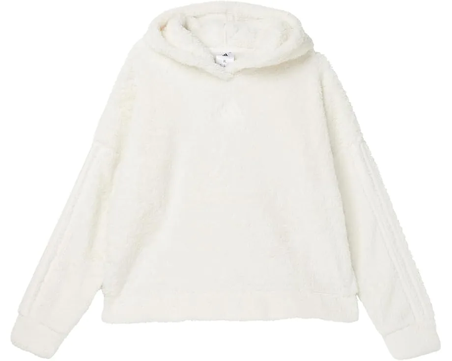 adidas Kids Толстовка с капюшоном из искусственного меха и классическими полосками