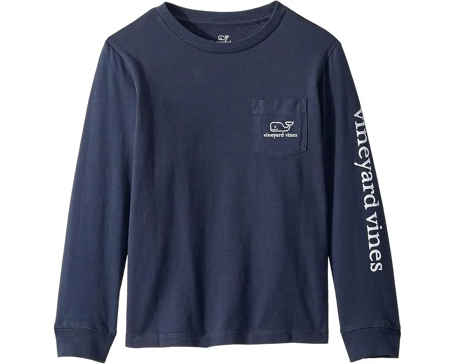 Футболка Vineyard Vines Kids Long Sleeve Vintage Whale с длинным рукавом и принтом