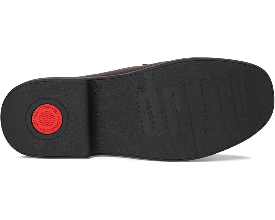 Лоферы FitFlop F-Luma из кожи с квадратной цепью и технологией комфорта