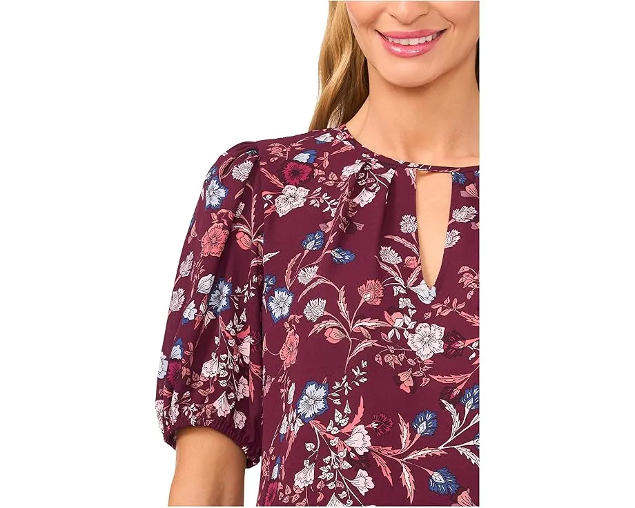 Топ CeCe с коротким пышным рукавом и шнуровкой спереди