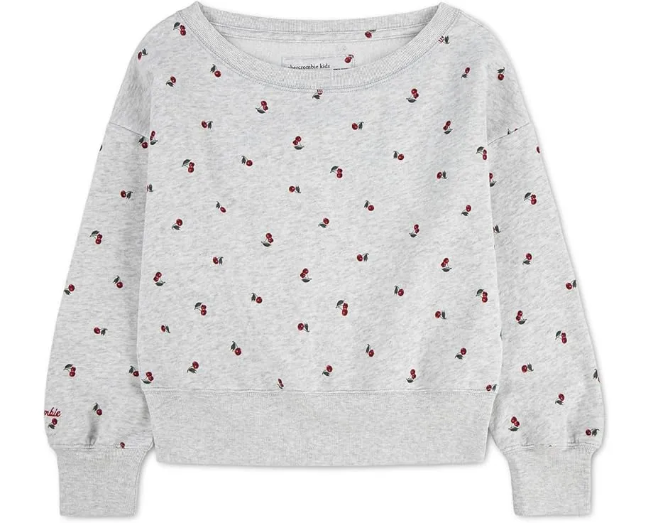 Свитшот с принтом и открытыми плечами для детей