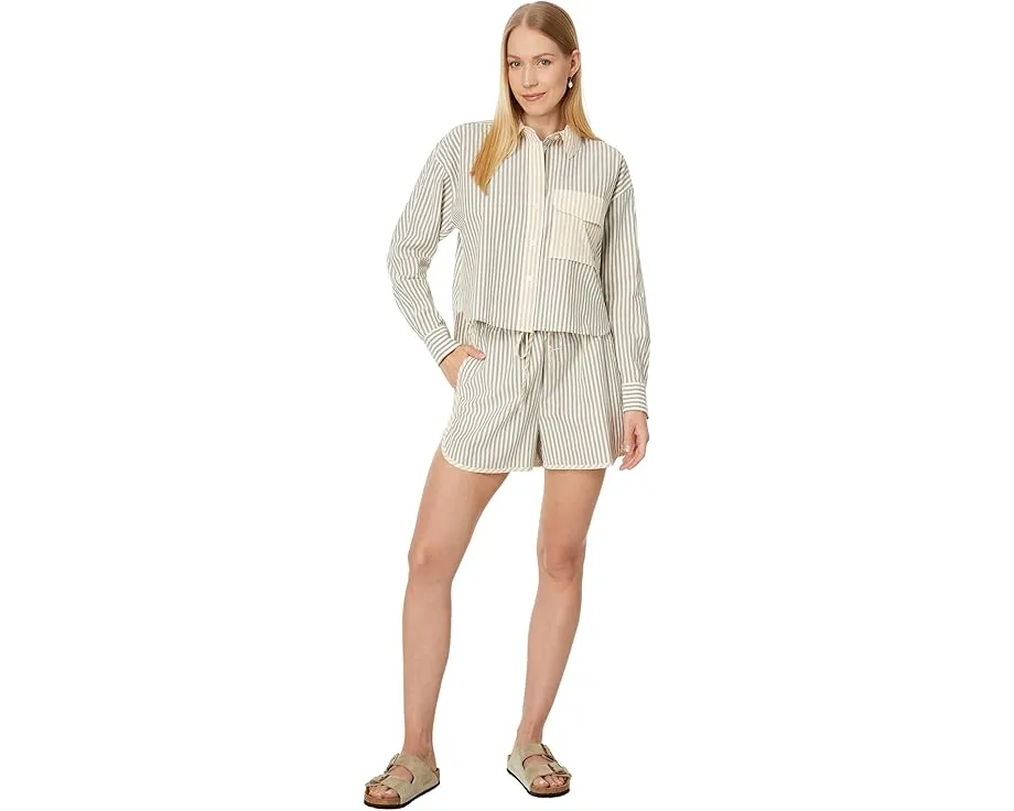 Короткая блуза Madewell Flap-Pocket Crop Button-Up в полоску из поплина