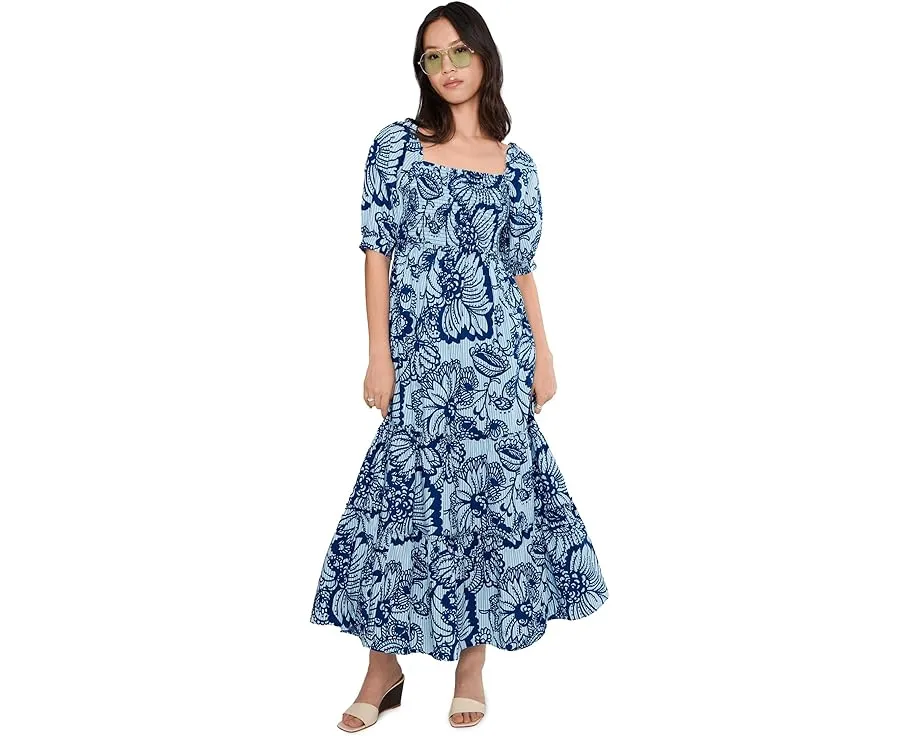 Lilly Pulitzer платье макси с коротким рукавом и присборенным лифом