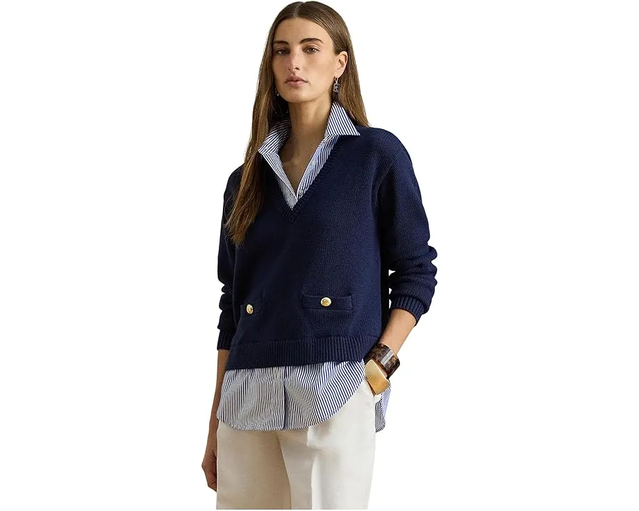 Свитер Lauren Ralph Lauren из хлопка с отделкой на пуговицах