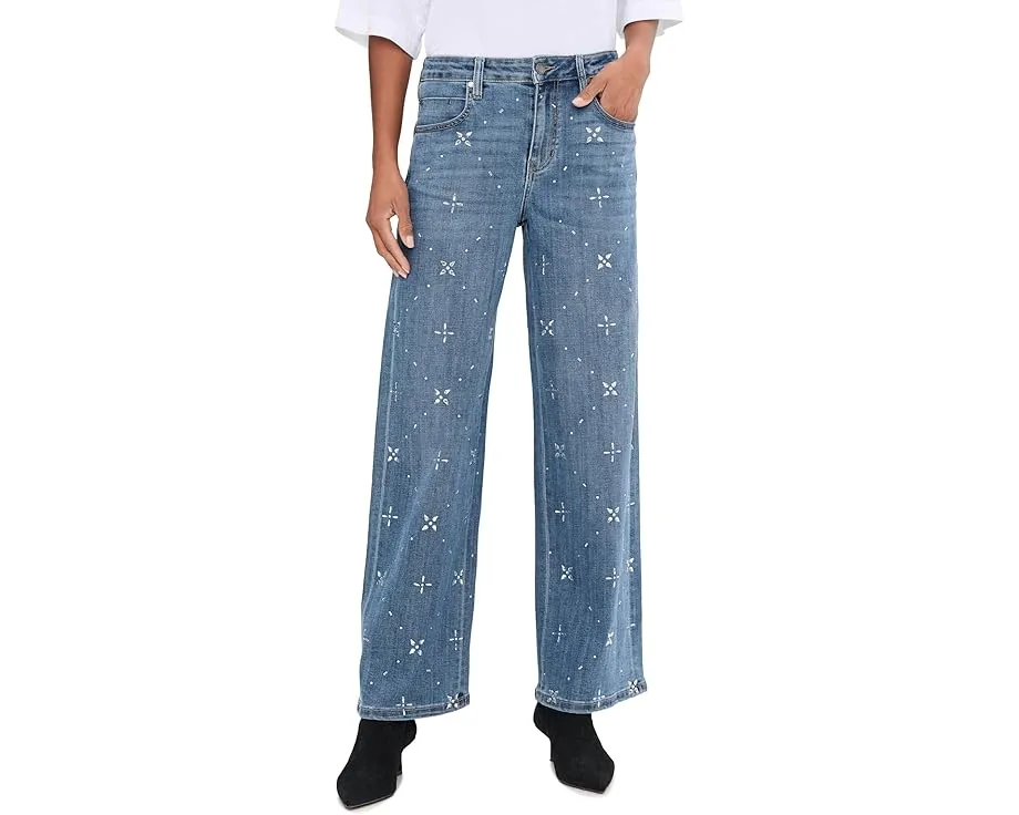 Широкие джинсы Liverpool Los Angeles Luxe Stride 76 см с кристаллами