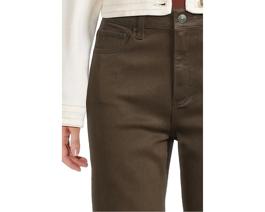 Джинсы Stevie с отделкой под поношенную кожу в тёмно-коричневом цвете от Paige